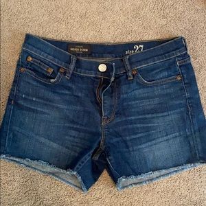 J CREW INDIGO DENIM SHORTS MID RISE SZ 27
